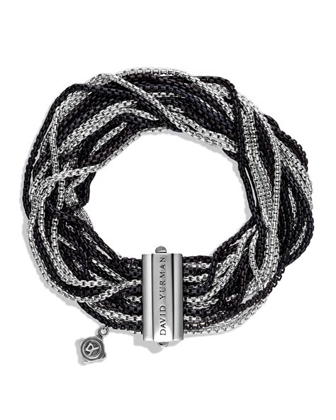 david yurman silver metallic box chain multi-row bracelet|David Yurman box link bracelet.